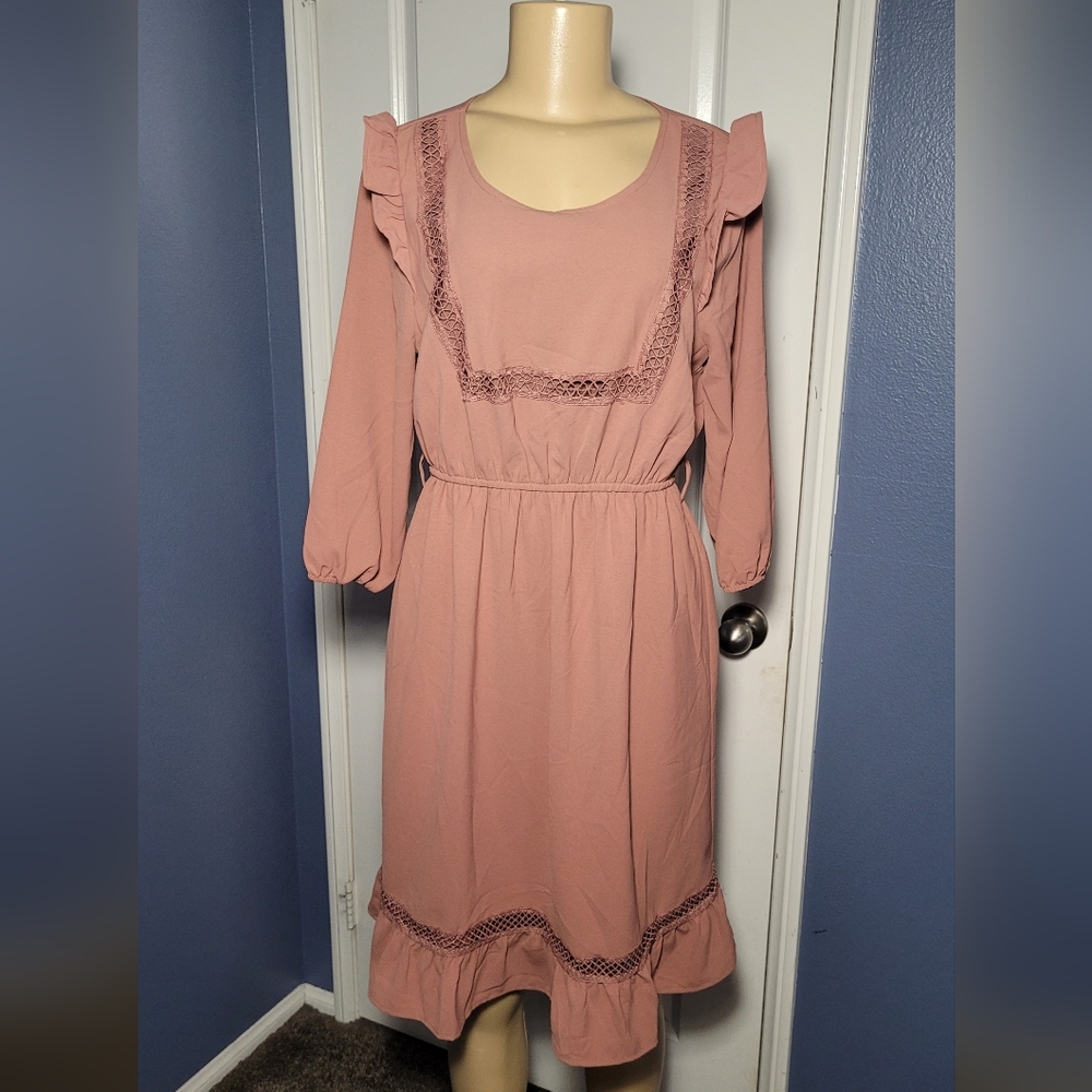 Sm Piper &‎ Scoot Mauve Midi Cottagecore Peasant Dress Milkmaid